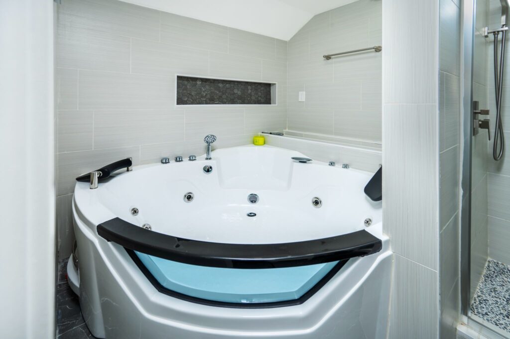 Accessible, barrier-free bathroom renovation in Ottawa by Mo Reno featuring a walk-in shower and non-slip tile.